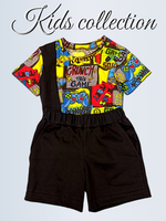 10505 Комплект детский шорты с футболкой черный/джойстики (60-110/116)