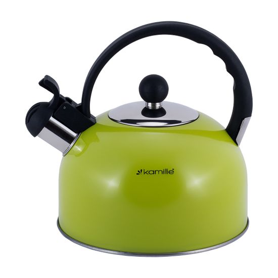 Чайник 2,5 л из нержавеющей стали со свистком Kamille KM-0679 и черной бакелитовой ручкой