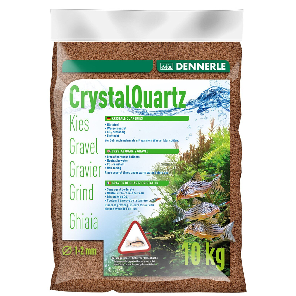 Dennerle Crystal Quartz - Натуральный аквариумный гравий,1-2 мм,цвет светло-коричневый 10кг