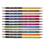 Карандаши цветные двусторонние Yalong 12/24 цв., "Bird. DUO" деревянные, трехгранные, заточенные, грифель 3.0 мм, картон. уп., европодвес