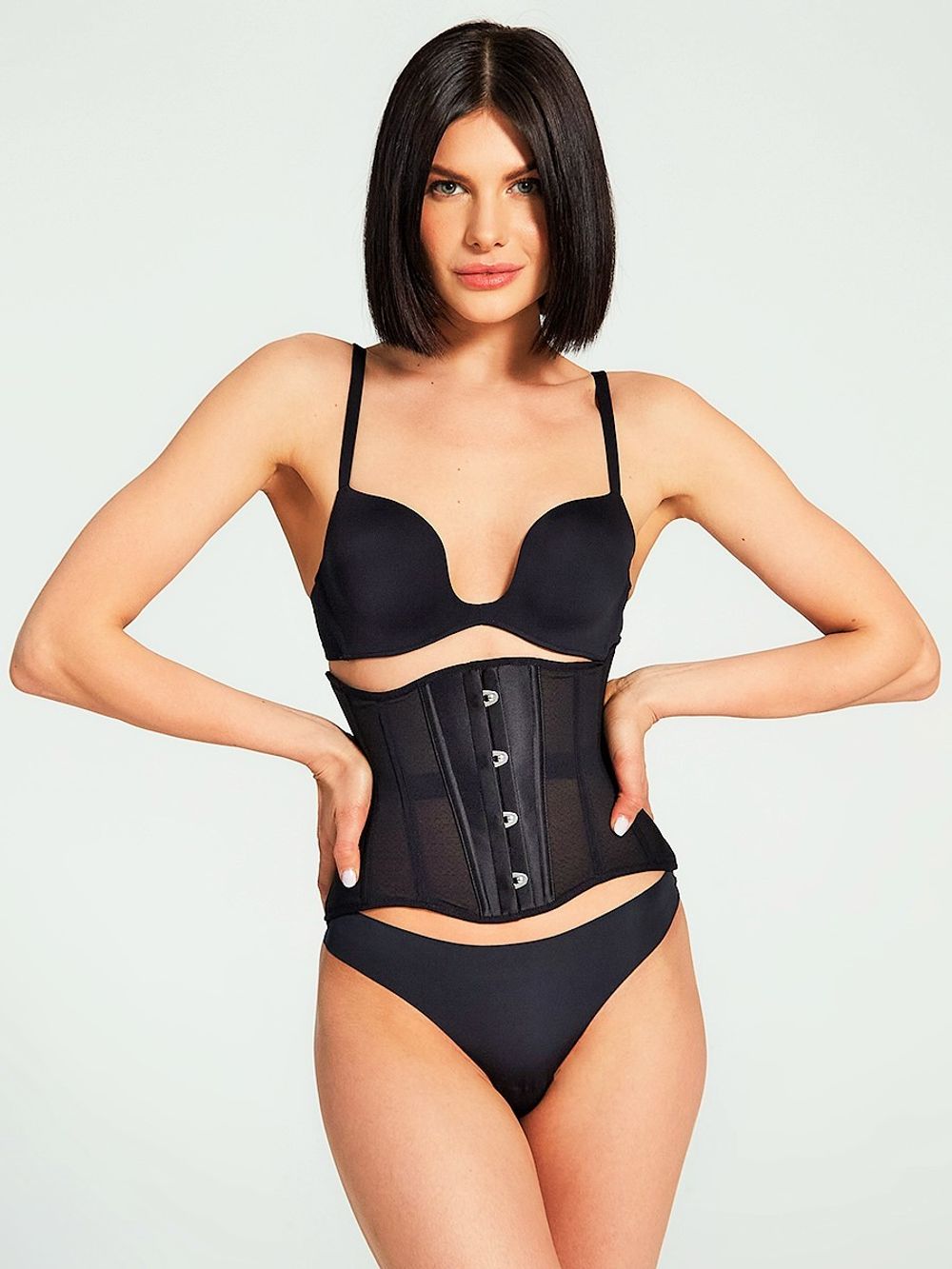 Черный прозрачный корсет MINI