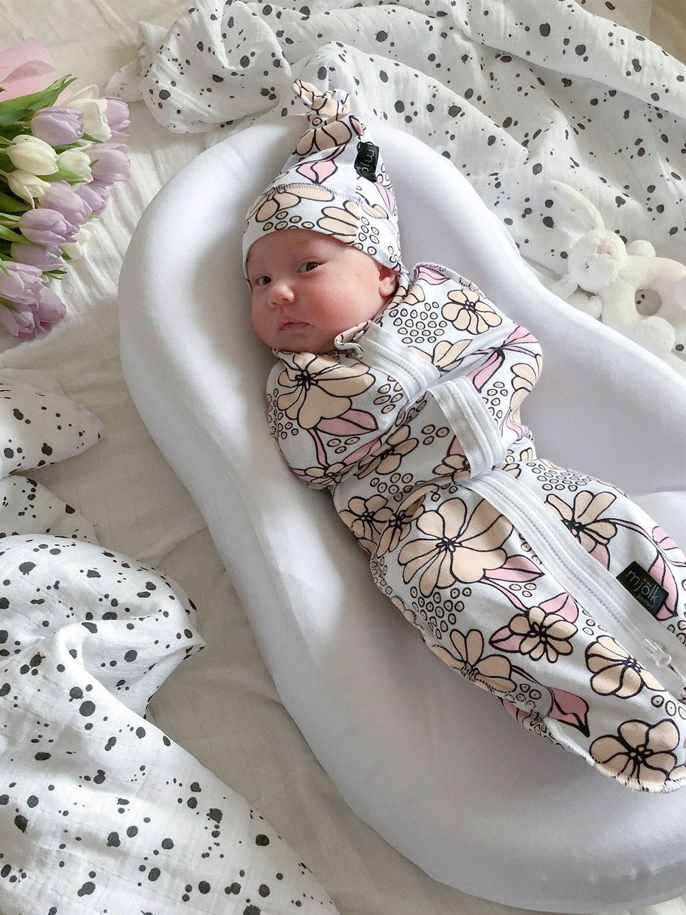 Пелёнка-кокон Mjölk Spring Blossoms, уценка