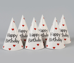 Колпак бумажный Happy Birthday, цвет бордовый