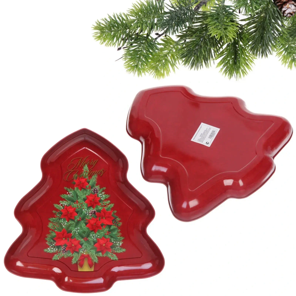 Поднос жестяной «Ёлочка» 25,8*15см Ёлка в цветах