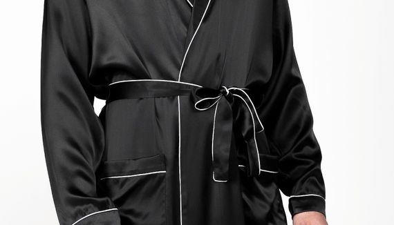 Мужской халат из натурального щелка Luxe Dream черный