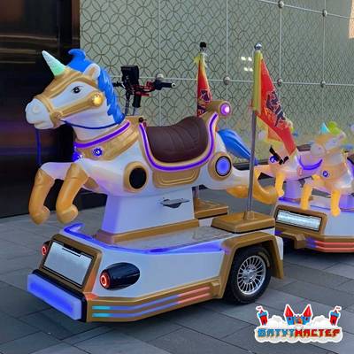 Безрельсовый детский поезд «Топ-топ», 3 платформы, 7 мест, для парка