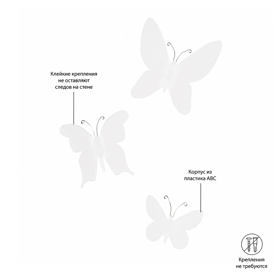 Декор для стен Mariposa 9 элементов белый, Umbra