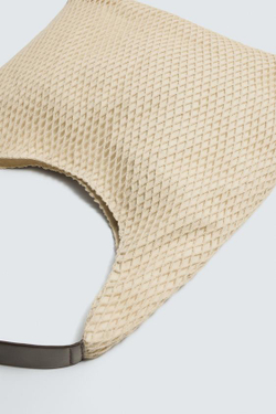 ZARA СУМКА-ШОПЕР ИЗ ТКАНИ, ЭКРЮ