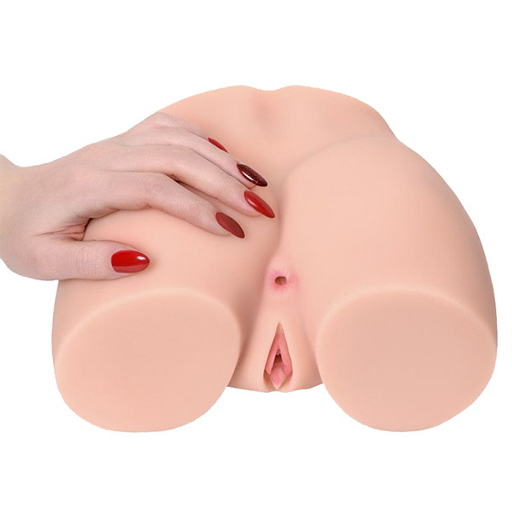 Мастурбатор-полуторс 22х14х15см с вибрацией и двумя любовными тоннелями Kokos Cherry