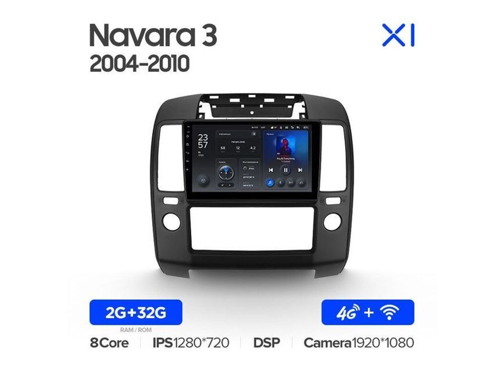 Магнитола Teyes X1 2-32 Wi-Fi + 4G Nissan Navara 3 D40 2004 — 2010 9.0&quot;