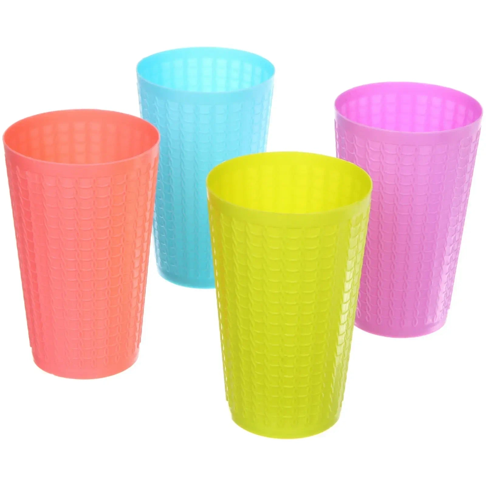 Стакан пластиковый 500мл «Плетение» в наборе 4шт, микс цветов