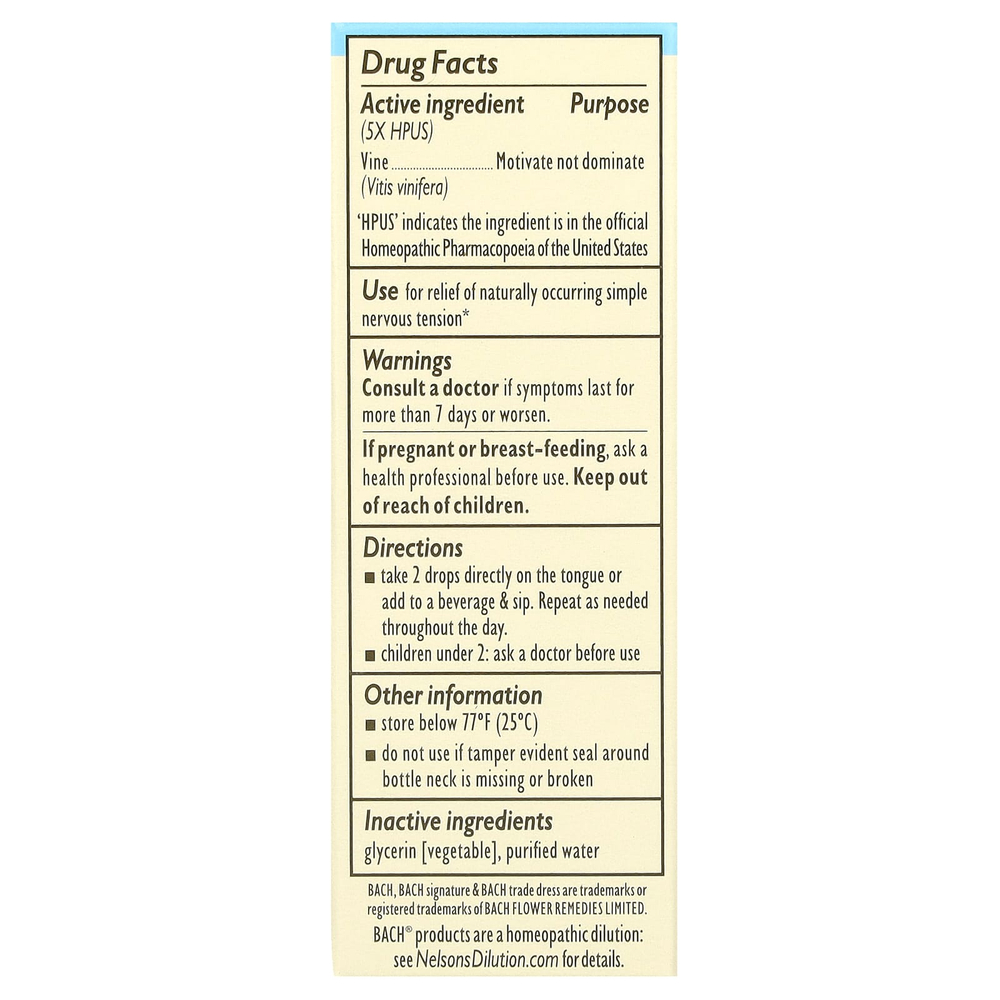 Bach, Original Flower Remedies, лоза, 10 мл (0,35 жидк. унции)