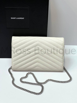 Белый клатч Cassandre Saint Laurent Matelasse Monogram Envelope