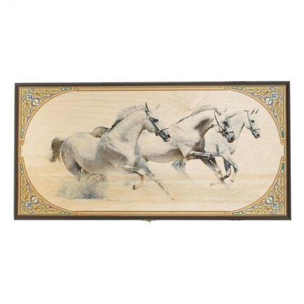 GAEM Игра настольная 2 в 1 ( шашки, нарды) "Белые лошади", L50 W25 H3 см