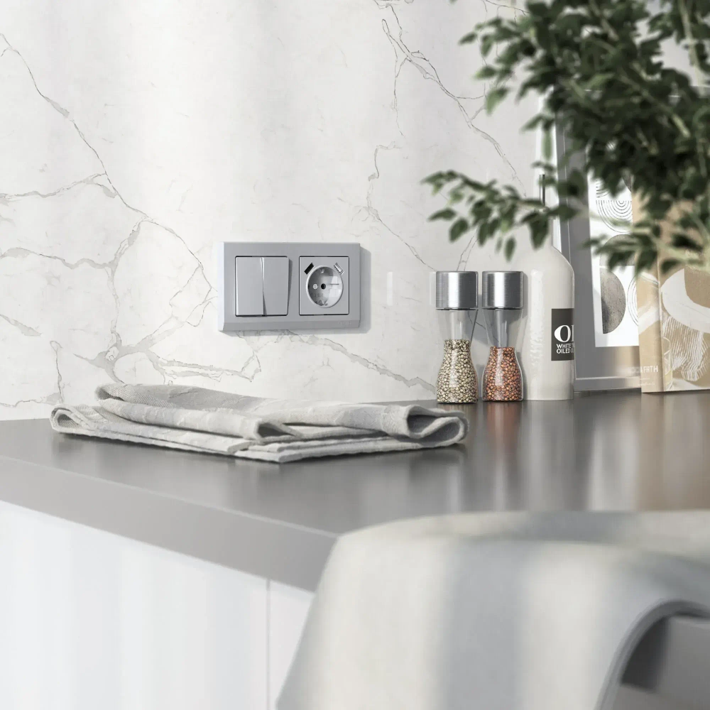 Накладка для розетки USB(серебряный матовый) W1179565