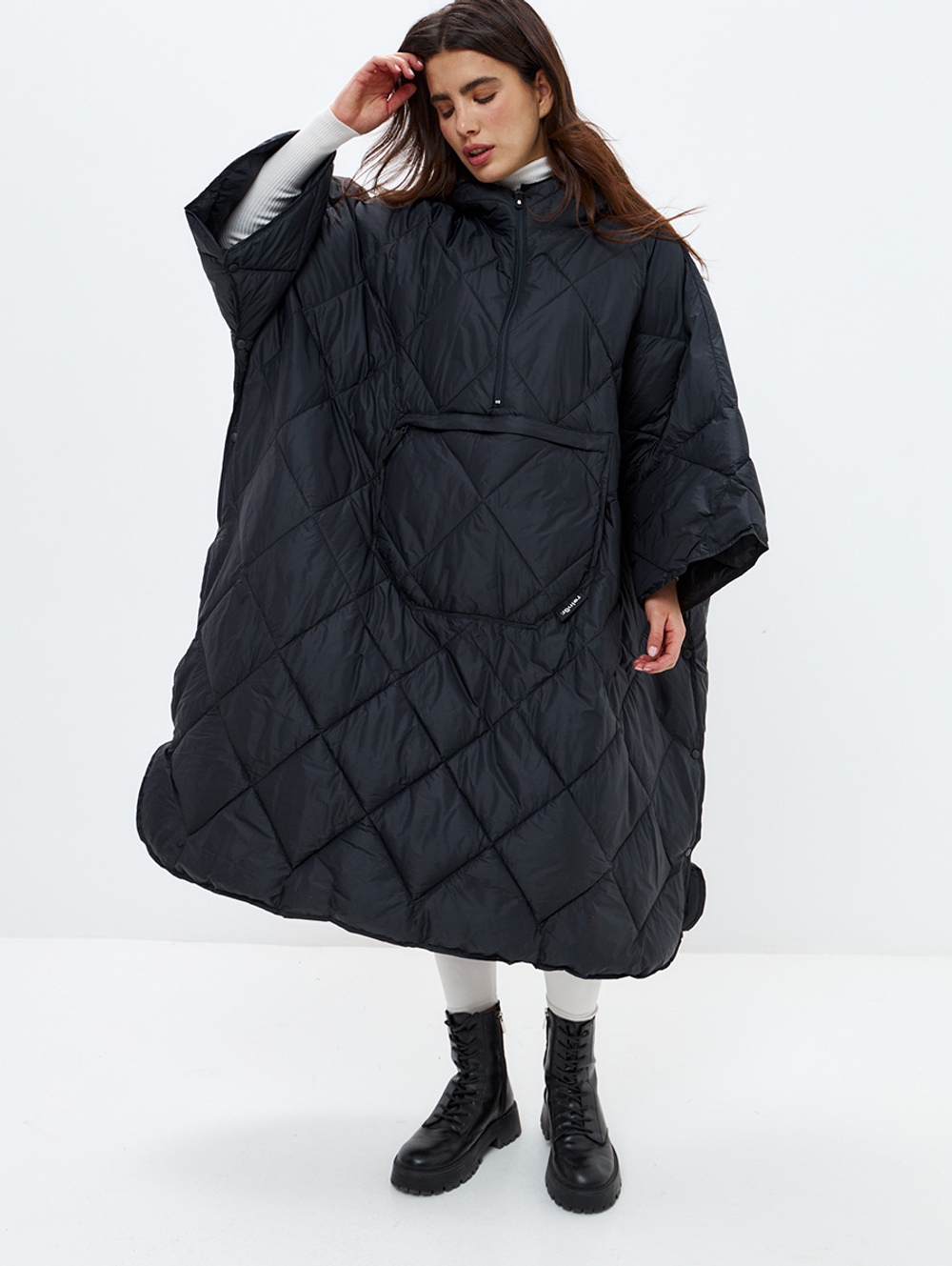 Утеплённое пончо 3 в 1 Shikotan black unisex