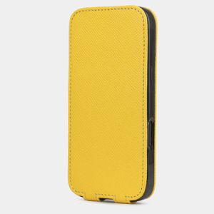 Чехол iPhone 16 Pro Max натуральная кожа сафьяно, желтого цвета