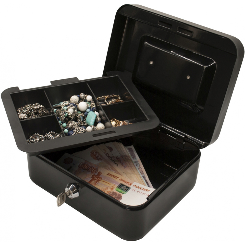 Ящик для денег Silwerhof, 90х200х160 мм, 0,917 кг, сталь, черный