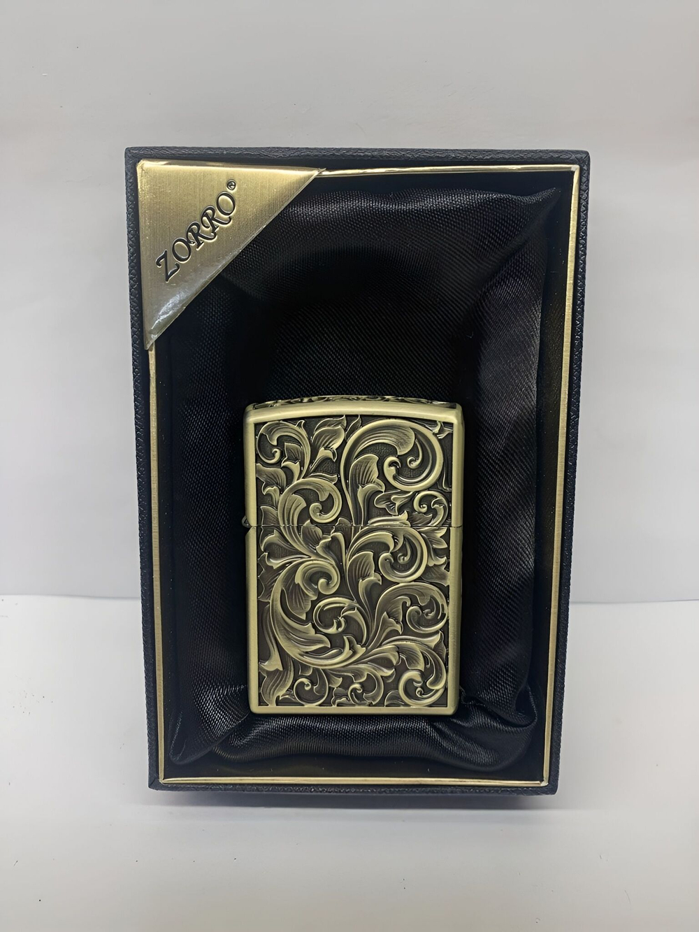подарочная бензиновая зажигалка Zorro "Узор", серебристый