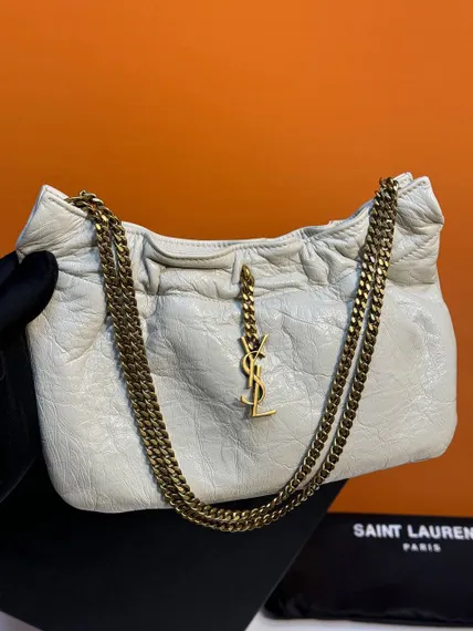 Кожаная сумка-хобо Saint Laurent Pacpac белый