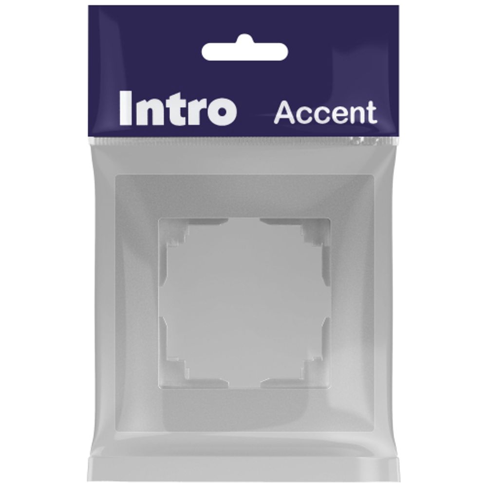 Рамка для розеток и выключателей Intro Accent 6-501-03 на 1 пост, СУ, алюминий