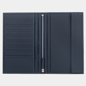 Кожаный кошелек мужской, теленок синего цвета