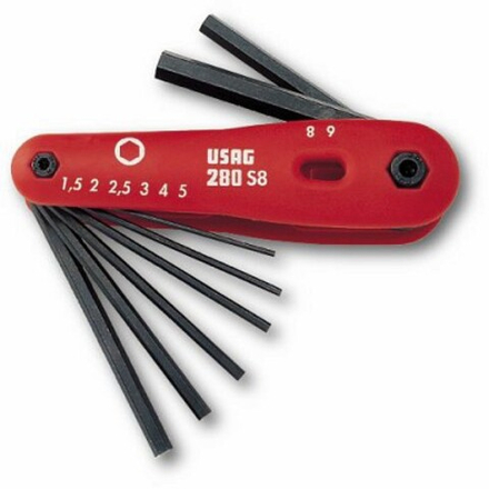 280 S8 Набор шестигранников 8 предметов на карманном держателе, USAG (Италия)