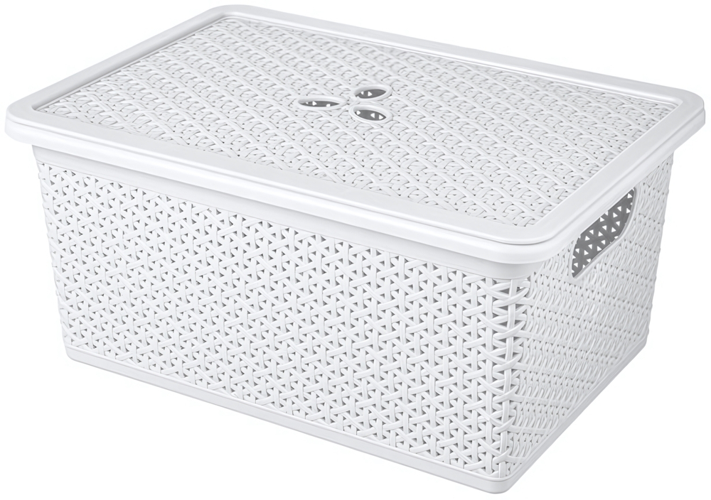 Корзина для хранения универсальная с крышкой светло-серый «Wenge» 20л, 43*30*20 см