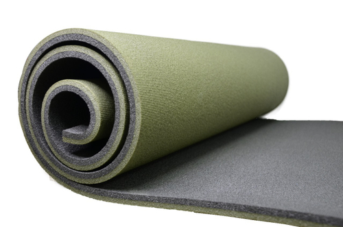 Коврик для туризма и спорта со стяжкой, двухслойный, 1800х600х10 мм. Хаки/черный