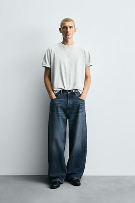 ZARA ДЖИНСЫ BAGGY FIT, СИНИЙ