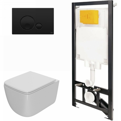 Сет: Инстал.OLI 80 ECO +панель Globe черн., OLI+Унитаз Point Меркурий, белый