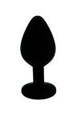 Средняя черная пробка с розовым кристаллом ONJOY Silicone Collection (Цвет: черный)