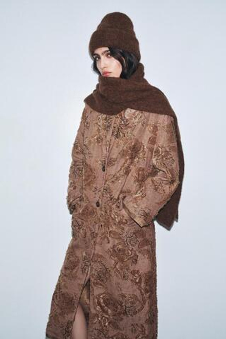 ZARA ШАПКА БИНИ С ОТВОРОТОМ, КОРИЧНЕВЫЙ