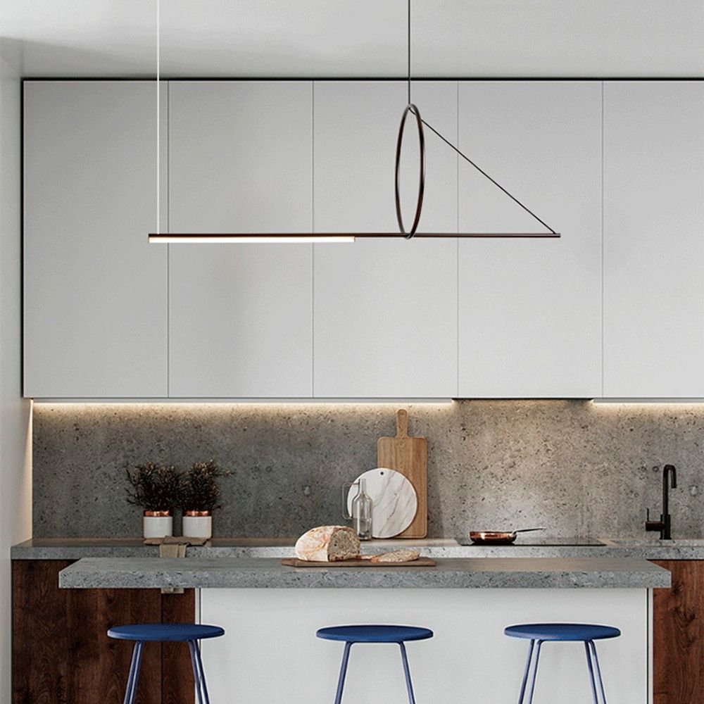 Подвесной светильник SUSPENSION CERCLE ET TRAIT – GRAPHITE SATINE L170