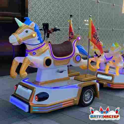 Безрельсовый детский поезд «Топ-топ», 3 платформы, 7 мест, для парка