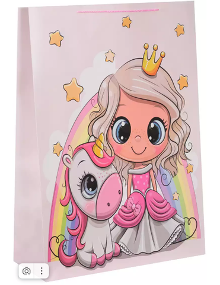 Пакет бумажный подарочный 72х51х18см Принцесса и единорог YM-2052