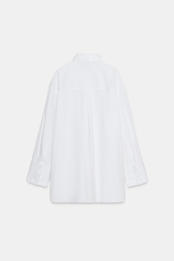 ZARA РУБАШКА ИЗ ПОПЛИНА С ГАЛСТУКОМ, БЕЛЫЙ
