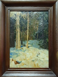 С.Г. Григорьев "Март. Солнечный день" Масло, оргалит. 1965 г.