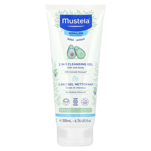 Mustela, Для детей, очищающий гель 2 в 1, для волос и тела, для нормальной кожи, 200 мл (6,76 жидк. Унции)
