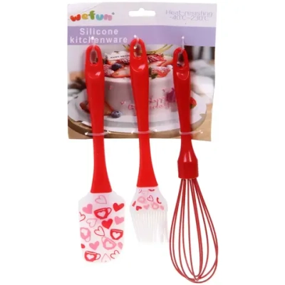 Набор кулинарный (лопатка 24*5,3см+кисточка 22,2*4см+венчик 25,5*5см) «Любовь к готовке»