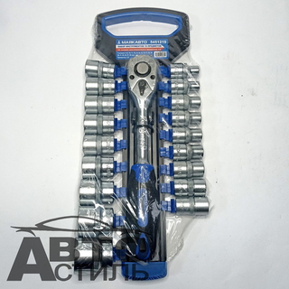 Набор головок  19пр МаякАвто (18 головок 6гр. 8-30мм с трещоткой 1/2") 5451219