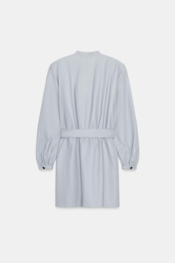 ZARA КОРОТКОЕ ПЛАТЬЕ ИЗ ИСКУССТВЕННОЙ КОЖИ С РЕМНЕМ, СИНИЙ