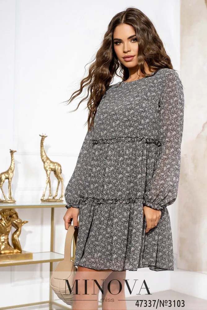 Платье 3103-черно-белый Minova