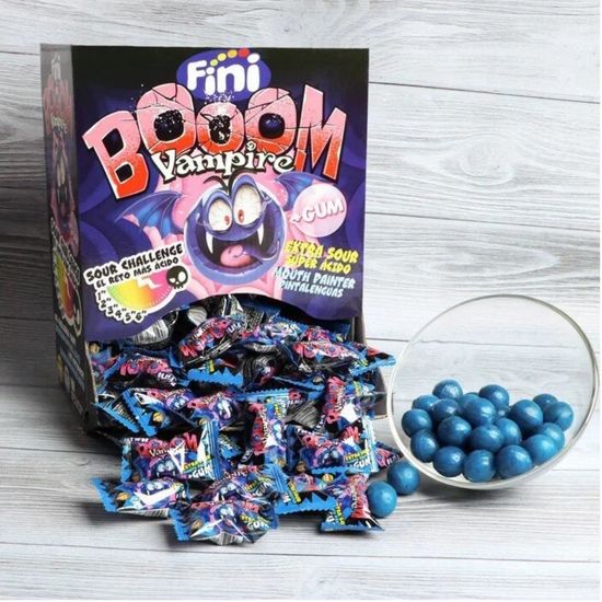 Леденцы с жевательной резинкой Fini Vampire Booom со вкусом клубники, 5 г (Испания)