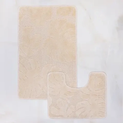 Комплект ковриков для ванной и туалета My Crystal серия Gold 50*80 и 40*50 цвет бежевый Монстера