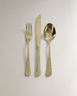 ZARA HOME НАБОР СТОЛОВЫХ ПРИБОРОВ С ГРАВИРОВКОЙ, ЗОЛОТИСТЫЙ