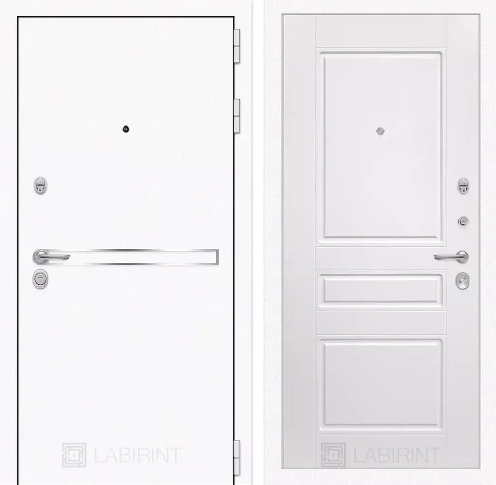 Дверь входная Лабиринт Лайн WHITE 03 - Белый софт металлическая
