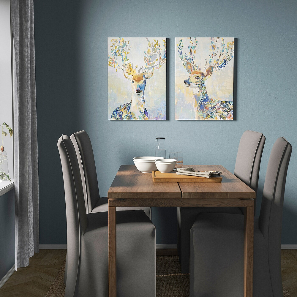 IKEA PJÄTTERYD  (ИКЕА ПЙÄТТЕРЙД)  -  Изображение, разноцветные олени, 50x70 см