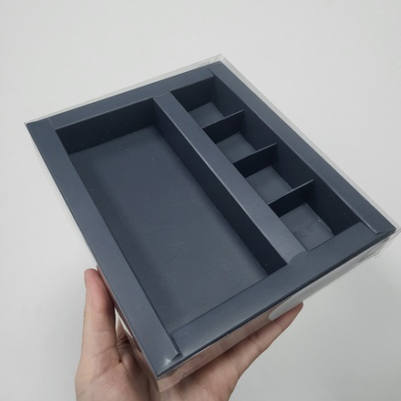 Коробка на 4 конфеты + шоколад Серая ПРЕМИУМ