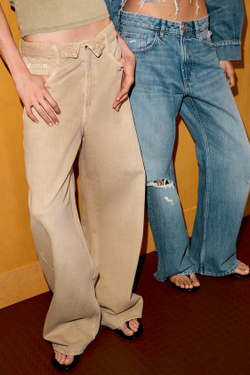 ZARA ДЖИНСЫ TRF СО СРЕДНЕЙ ПОСАДКОЙ И ОТЛОЖНЫМ ПОЯСОМ, РЫЖЕВАТО-КОРИЧНЕВЫЙ